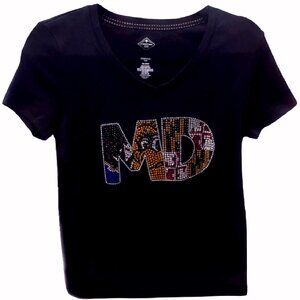 Maryland Sports and Flag Rhinestone Woman’s V-Neck Short Sleeve - NEW Fast Ship